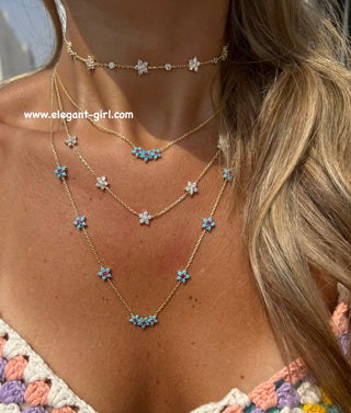 TURQUOISE RUBY  FULL FLOWER NECKLACE