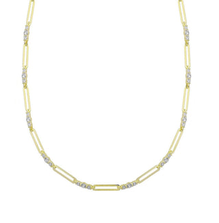 LONG LINK WITH WHITE SOLITAIRES STONES NECKLACE