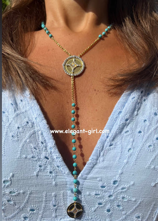 DOUBLE FIRUZ STARS  NECKLACE
