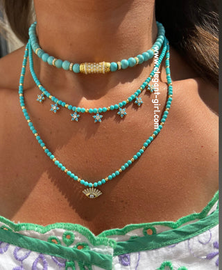 BLUE SANTORINI EYE BEADS NECKLACE