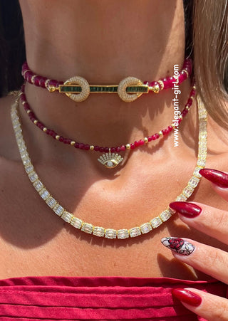 RED SANTORINI EYE BEADS NECKLACE
