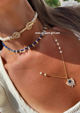 LAPIS MILAN SPIKE BEADS NECKLACE