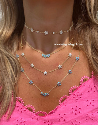 TURQUOISE RUBY  FULL FLOWER NECKLACE