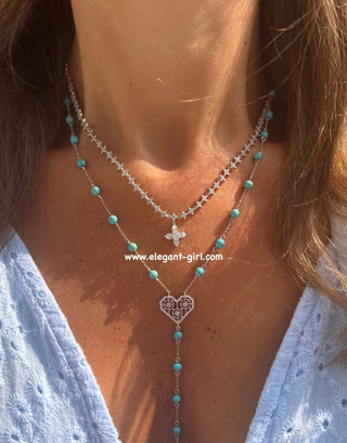 SILVER HEART FIRUZ NECKLACE