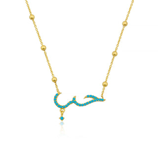 BLUE HANDWRITING HOBB NECKLACE