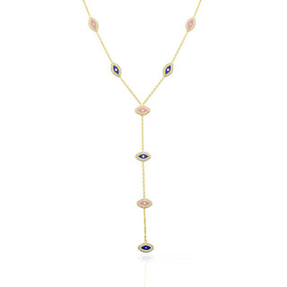 NAVY PURPLE LONG EYES NECKLACE