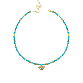 BLUE SANTORINI EYE BEADS NECKLACE