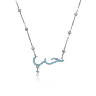 BLUE HANDWRITING HOBB NECKLACE