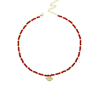 RED SANTORINI EYE BEADS NECKLACE