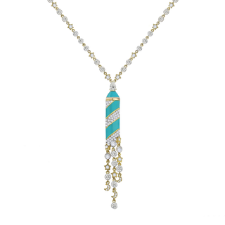 TIFFANY BLUE MAGICAL STARS MOON SOLITAIR NECKLACE