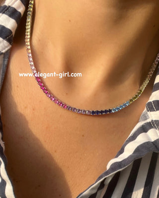 SILVER RAINBOW TENNIS  NECKLACE