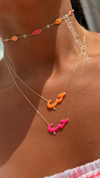 NEON ORANGE HOBB NECKLACE