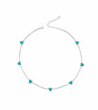 SILVER TURQUOISE TENNIS HEART CHOKER