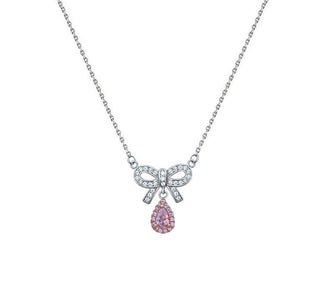 PINK MARQUISE BOW NECKLACE