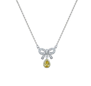 YELLOW MARQUISE BOW NECKLACE