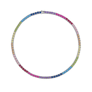 SILVER RAINBOW TENNIS  NECKLACE