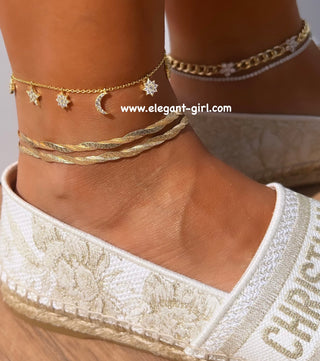 DOUBLE CUBAN FLOWER TENNIS CHAIN ANKLET