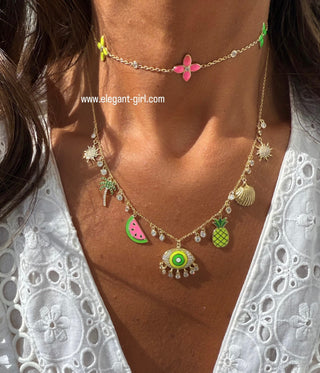 GOLDEN TROPIC VIBES SUMMER CHOKER🍍🌴🍉