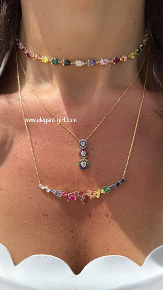 Rainbow Trinity Halo Necklace - ELEGANT GIRLS