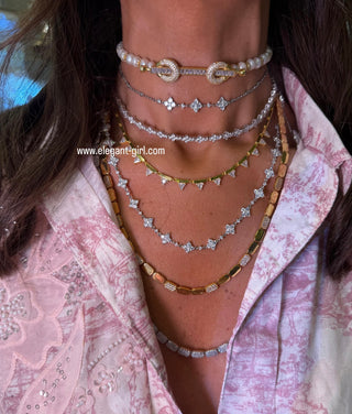 FULL SPARKLE FLOWERS NECKLACE