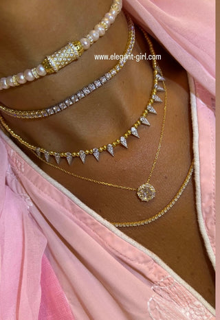 FULL DIAMOND TRI COLOR TENNIS  CHOKER
