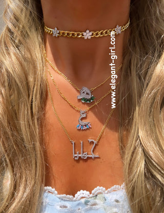 SPECIAL ARABIC LETTERS GREEN  MARQUISE NECKLACE