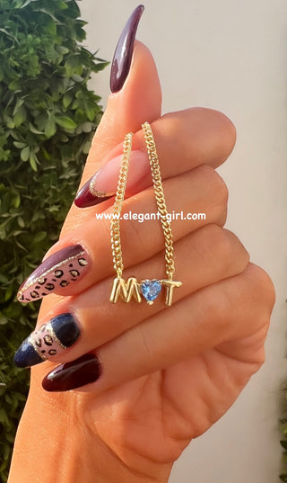 TWO 3D LETTER HEART NECKLACE