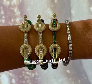 THE POWER GREEN STONES BAGUETTE BRACELET