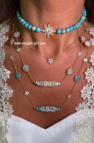 IMPERIAL TURQUOISE STARS NECKLACE - ELEGANT GIRLS