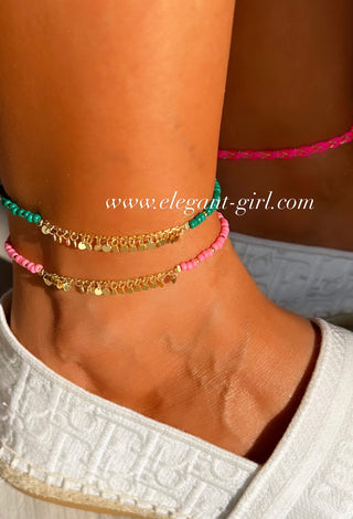 GOLD RAIN MELON BEADS ANKLET