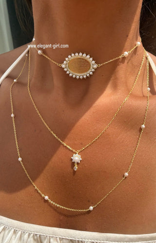 ✨ Flower Ayat Al Kursi Pearls Chain Choker