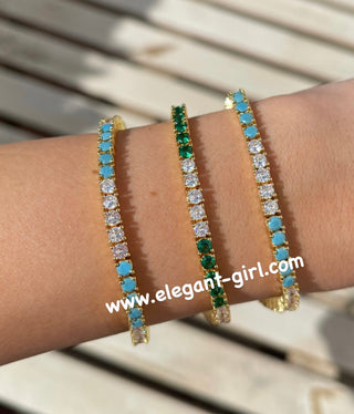 TURQUOISE X WHITE GOLD TENNIS BRACELET