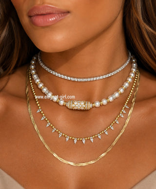 DOUBLE CRAFTED SNAKE SKIN NECKLACE - ELEGANT GIRLS