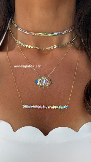 RAINBOW BAGGUETTE BAR NECKLACE (