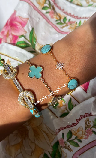 GOLD DIAMOND TIFFANY 5 FLOWER BRACELET