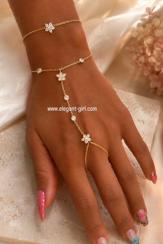 GOLD FLOWERS HAND CHAIN