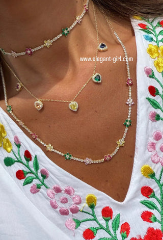 Rainbow Heart Drop Necklace - ELEGANT GIRLS