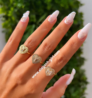 CRAFTED HEART LETTER RING