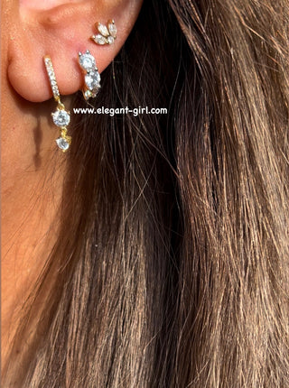 DOUBLE SOLITAIRE HOOP EARRING