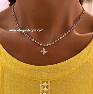 SILVER DIAMOND STARS CHOKER