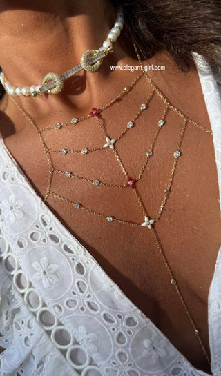 BURGANDY PEARL JULI BODY CHAIN