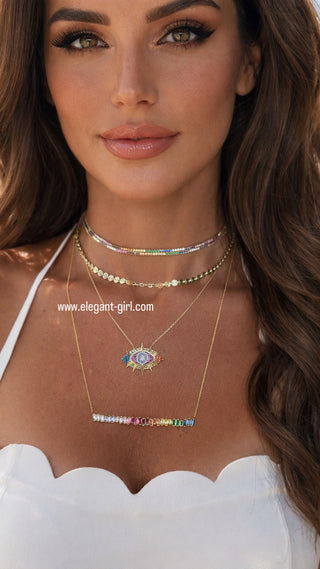 THIN RAINBOW TENNIS CHOKER - ELEGANT GIRLS