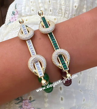 THE POWER GREEN STONES BAGUETTE BRACELET