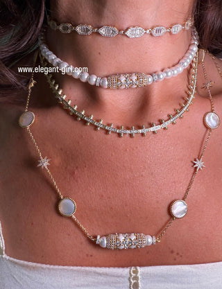 IMPERIAL WHITE PEARLS STARS NECKLACE - ELEGANT GIRLS