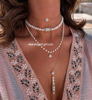 FLOWER PEARLS CHOKER - ELEGANT GIRLS