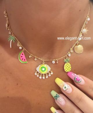 GOLDEN TROPIC VIBES SUMMER CHOKER🍍🌴🍉