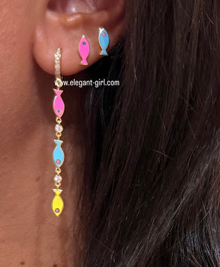 NEON FISH HOOP EARRING