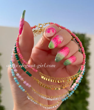 GOLD RAIN GREEN BEADS ANKLET