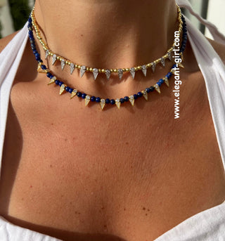 LAPIS MILAN SPIKE BEADS NECKLACE