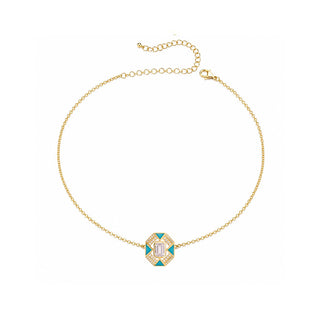 TURQUOISE DECO ART CHOKER - ELEGANT GIRLS